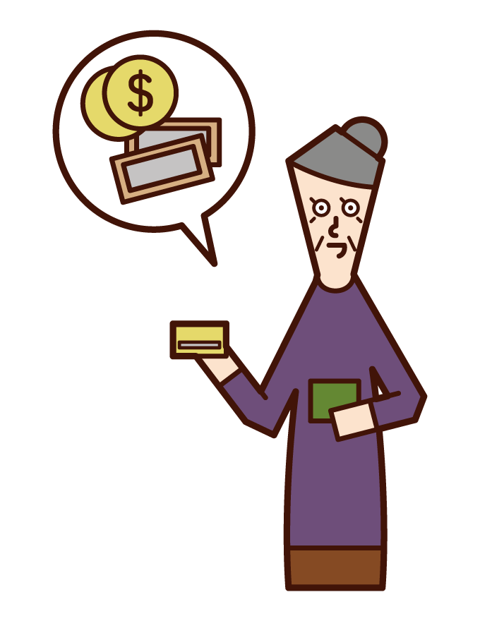 Illustration of a man paying money with a credit card