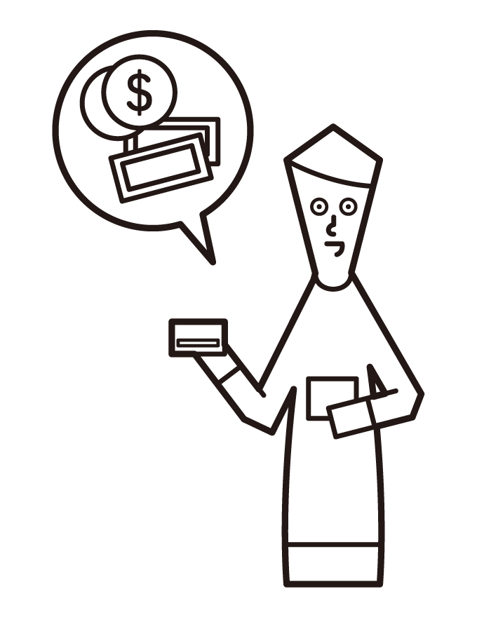 Illustration of a man paying money with a credit card