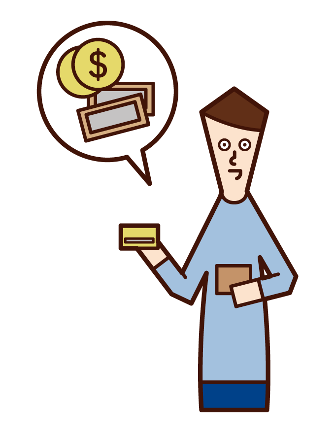 Illustration of a man paying money with a credit card