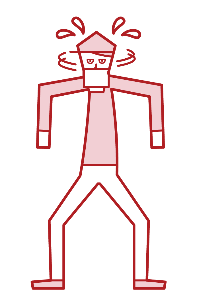 Illustration of a suspicious person (male)