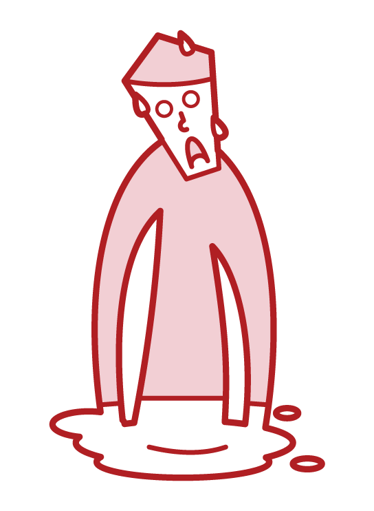 Illustration of a hot and melting person (male)