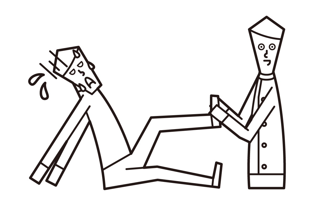按摩師（男性）的插圖，用於按摩穴位