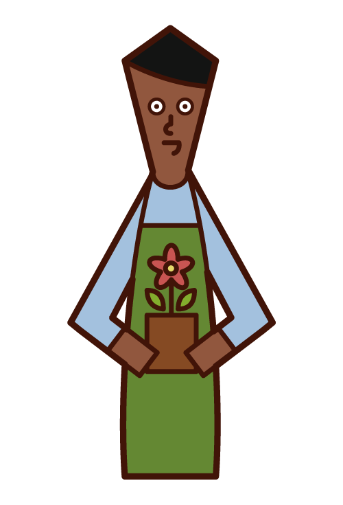Illustration of a florist clerk (male)