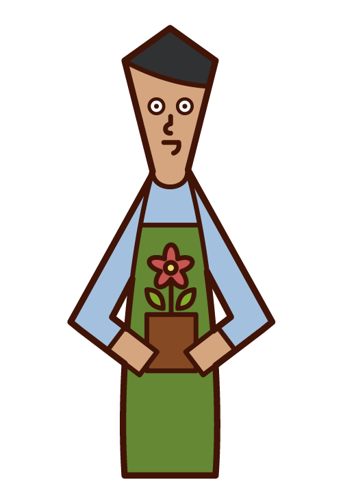 Illustration of a florist clerk (male)