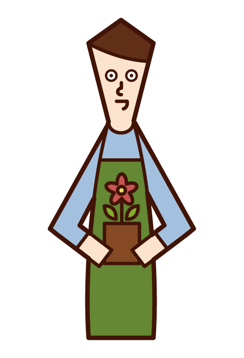 Illustration of a florist clerk (female)