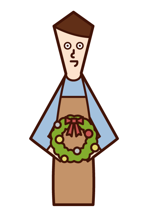 Illustration of a florist clerk (female)