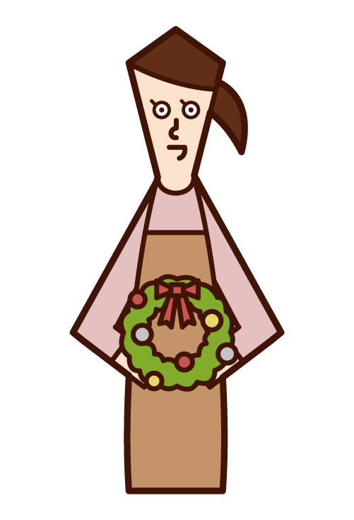 Illustration of a florist clerk (female)