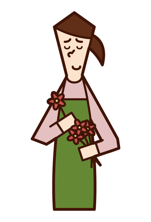 Illustration of a florist clerk (male)