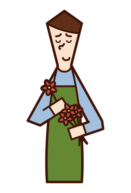 Illustration of a florist clerk (female)