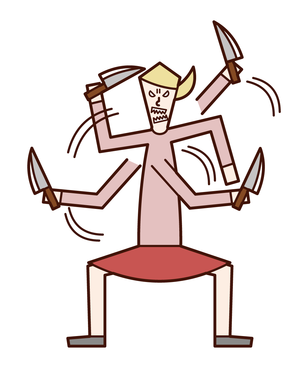 Illustration of a woman wielding a kitchen knife