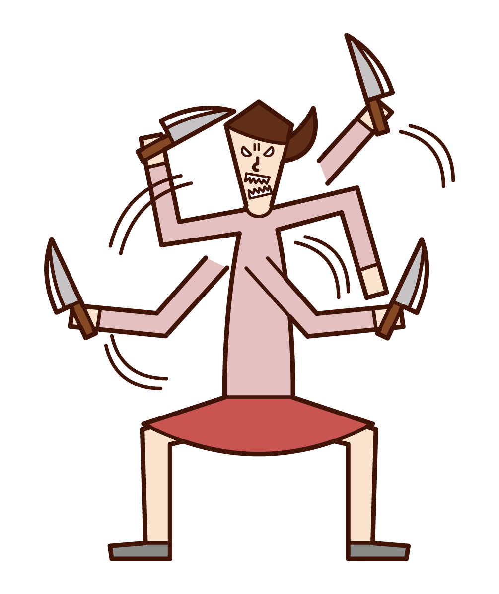 Illustration of a woman wielding a kitchen knife
