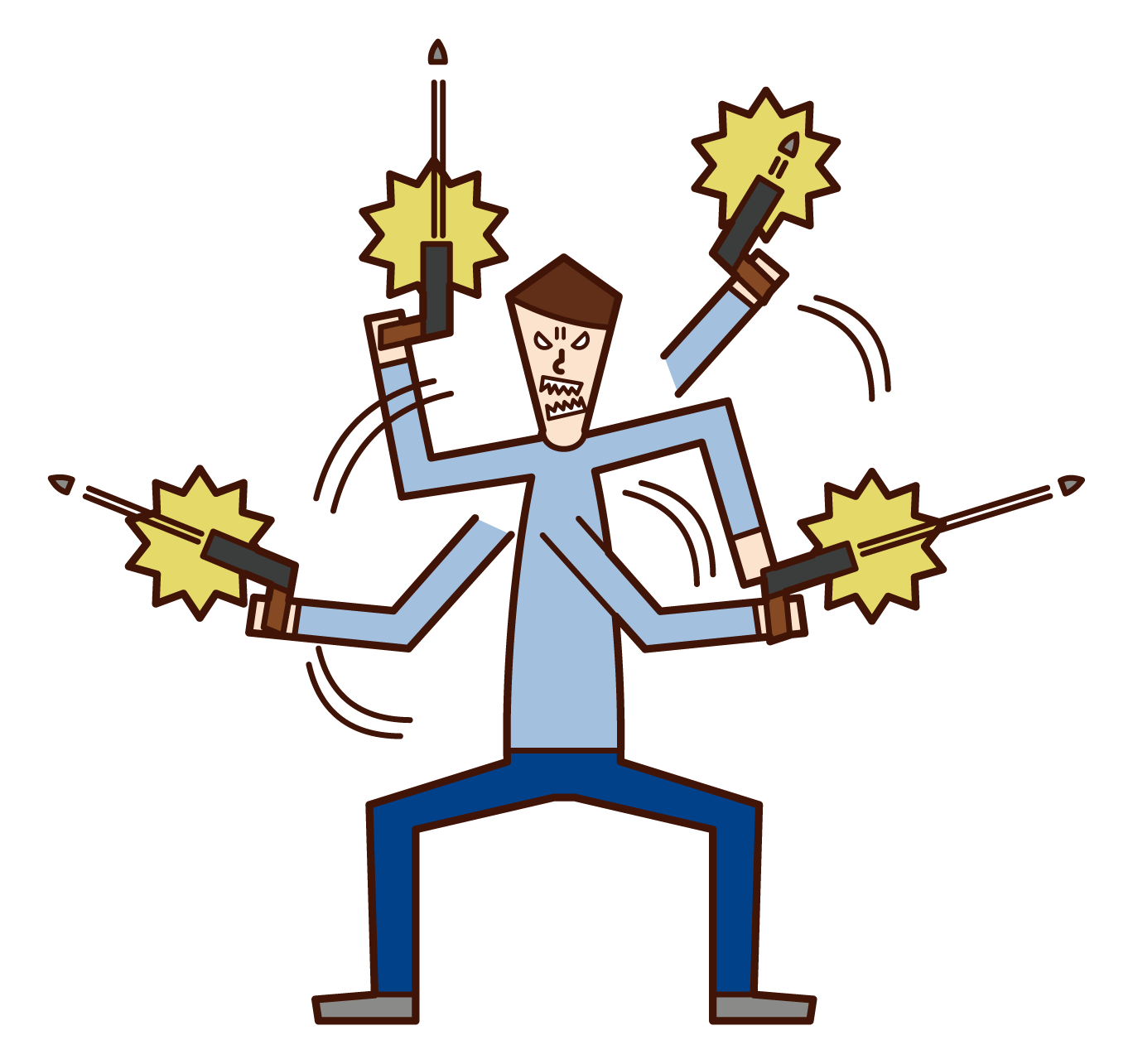 Illustration of a man shooting a gun