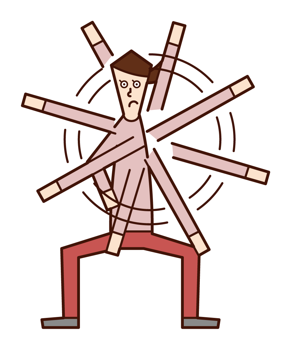 Illustration of a woman wielding his arm