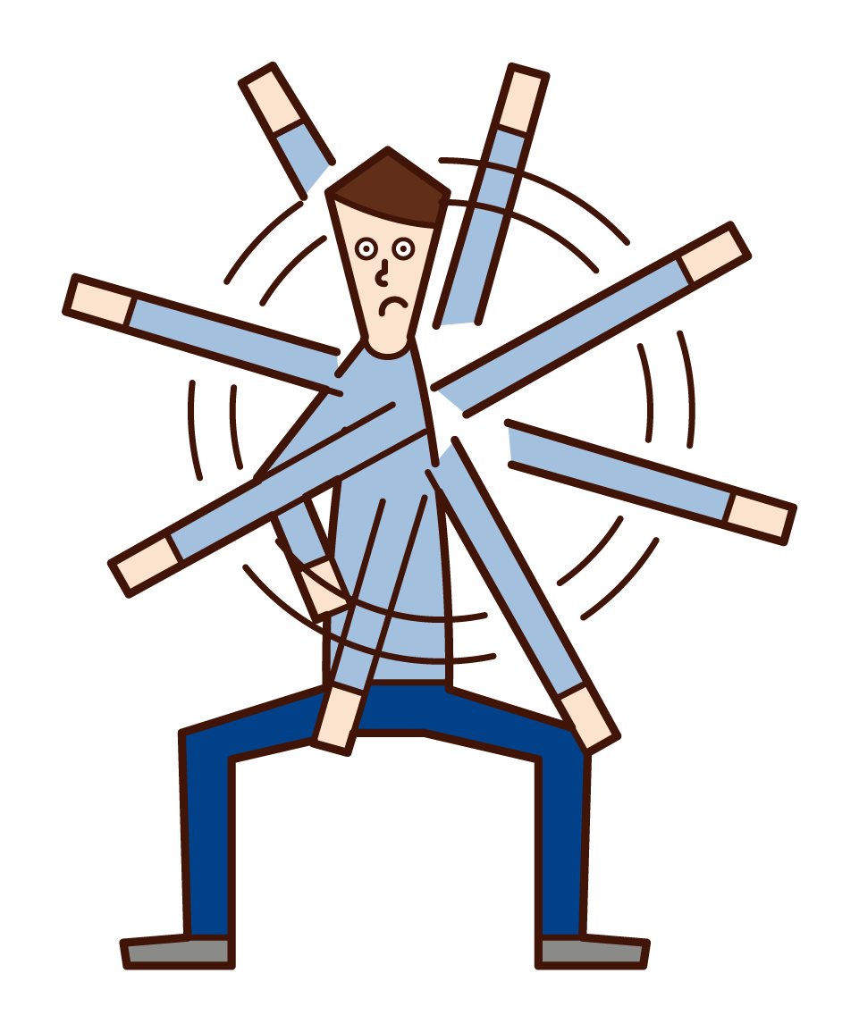 Illustration of a man wielding his arm