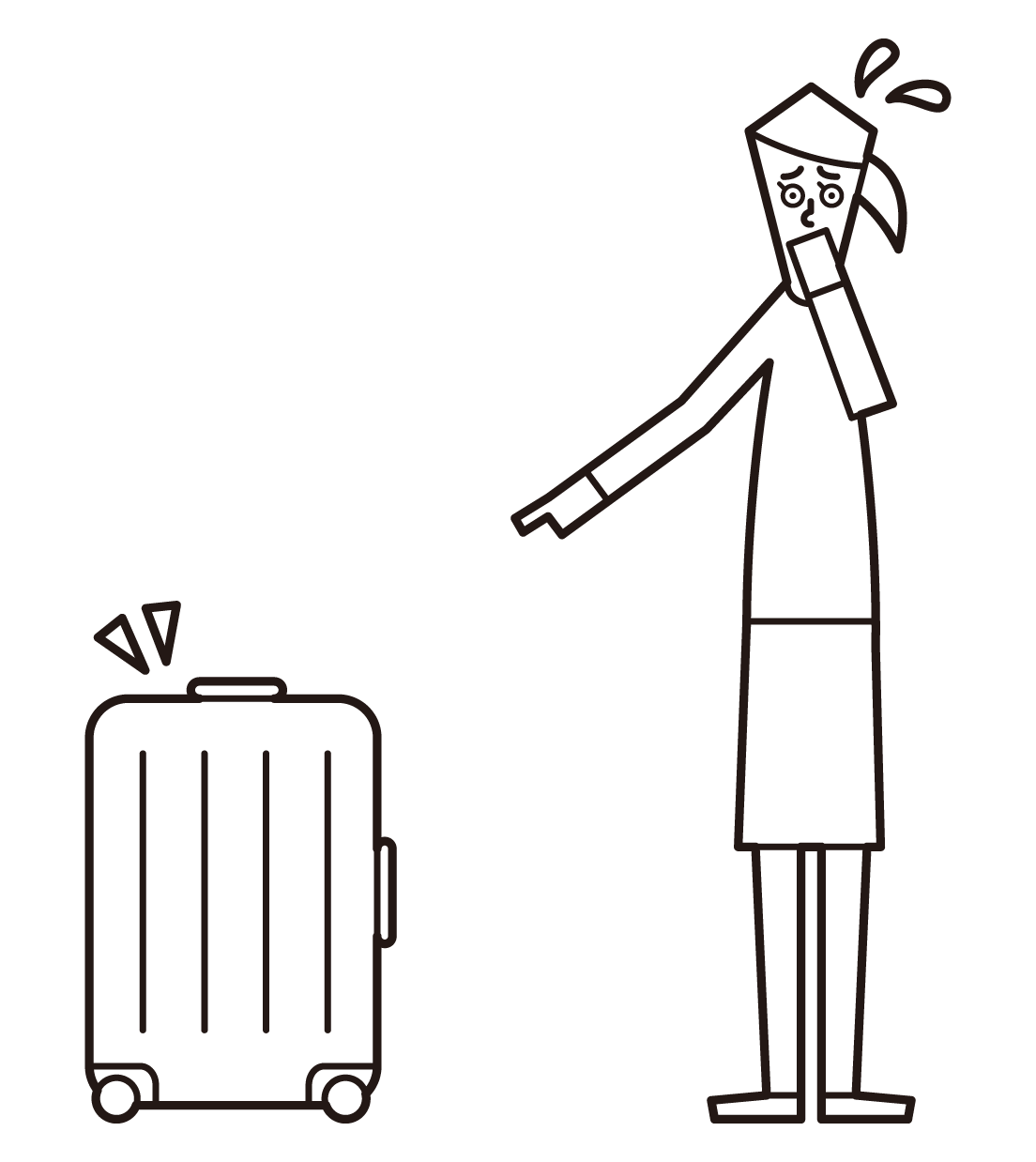 發現可疑行李的人（女性）的插圖