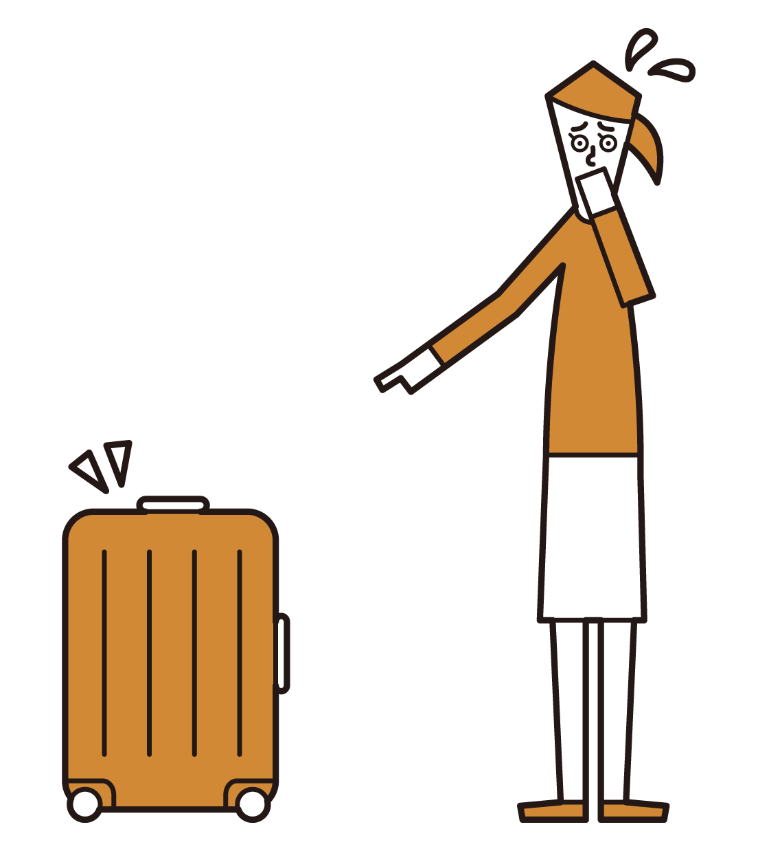 Illustration of a woman who found suspicious luggage