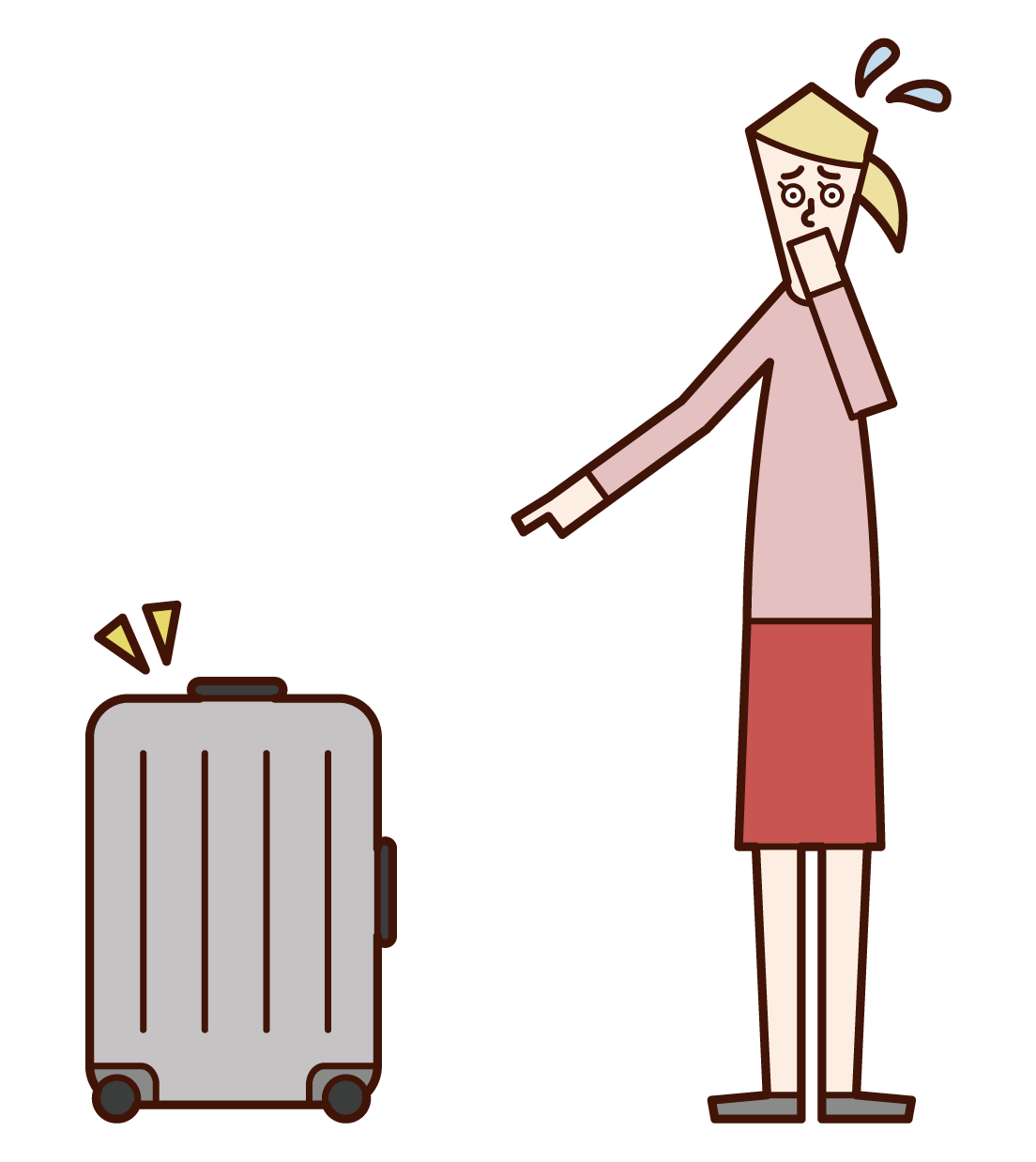 發現可疑行李的人（女性）的插圖