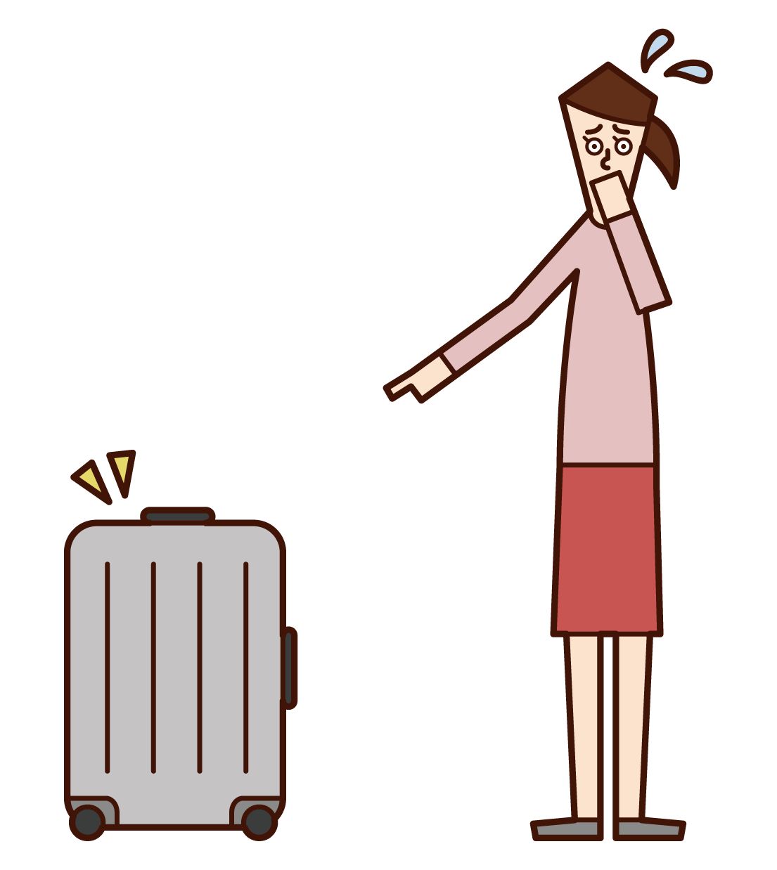 Illustration of a woman who found suspicious luggage