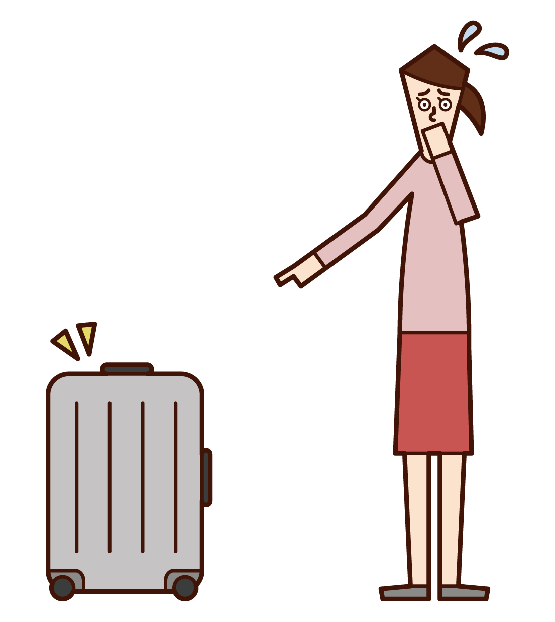 Illustration of a man who found suspicious luggage