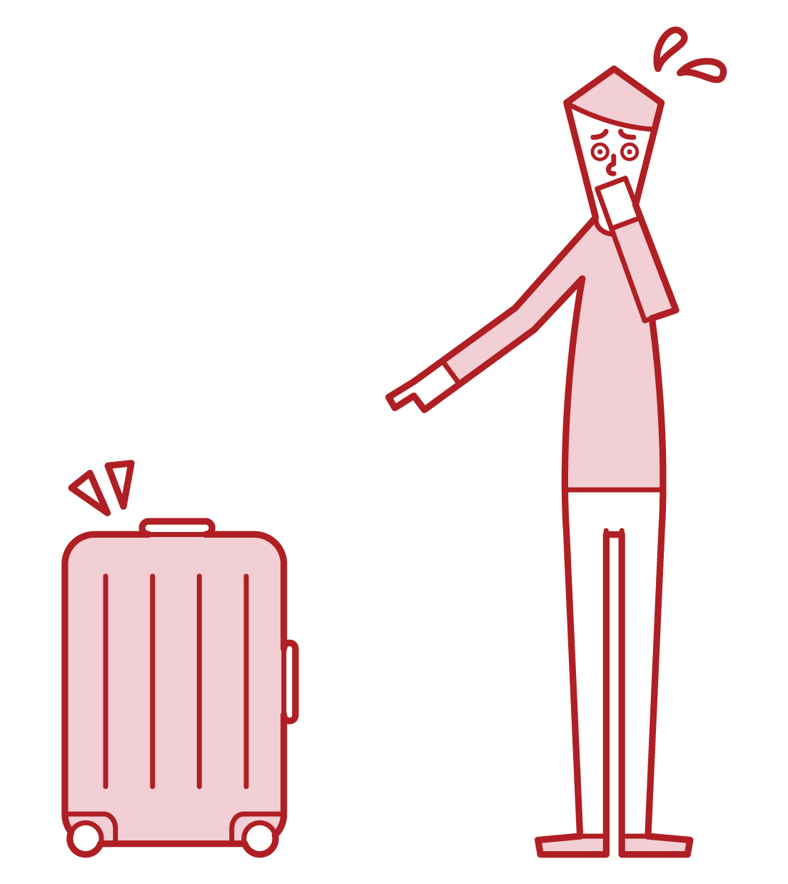 Illustration of a man who found suspicious luggage