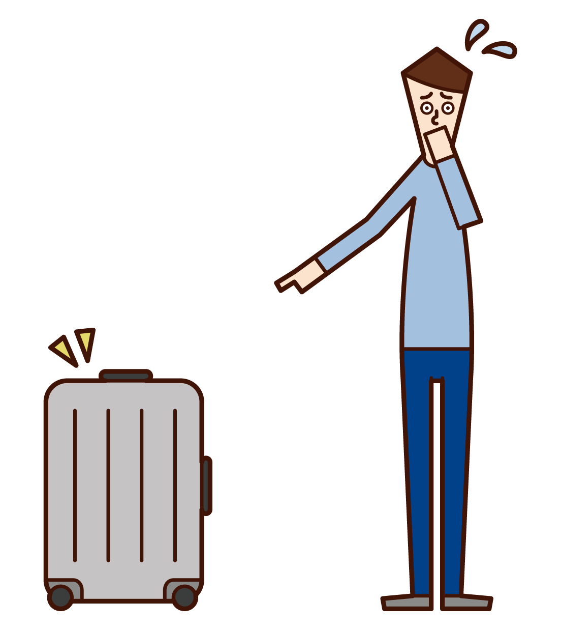 Illustration of a man who found suspicious luggage