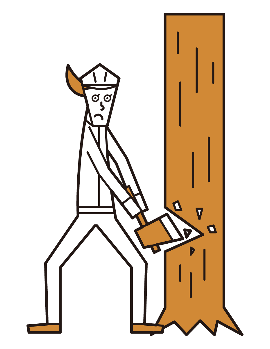 伐木工和砍樹者（女性）的插圖
