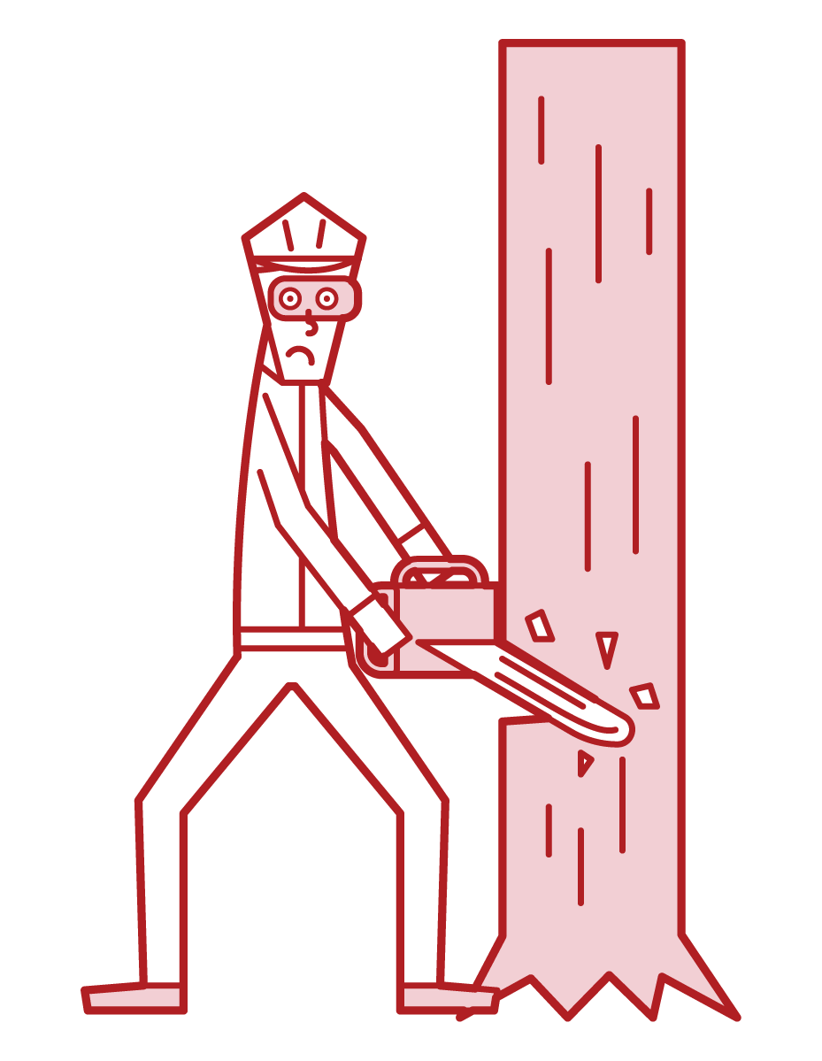 伐木工和砍樹的人（男性）的插圖