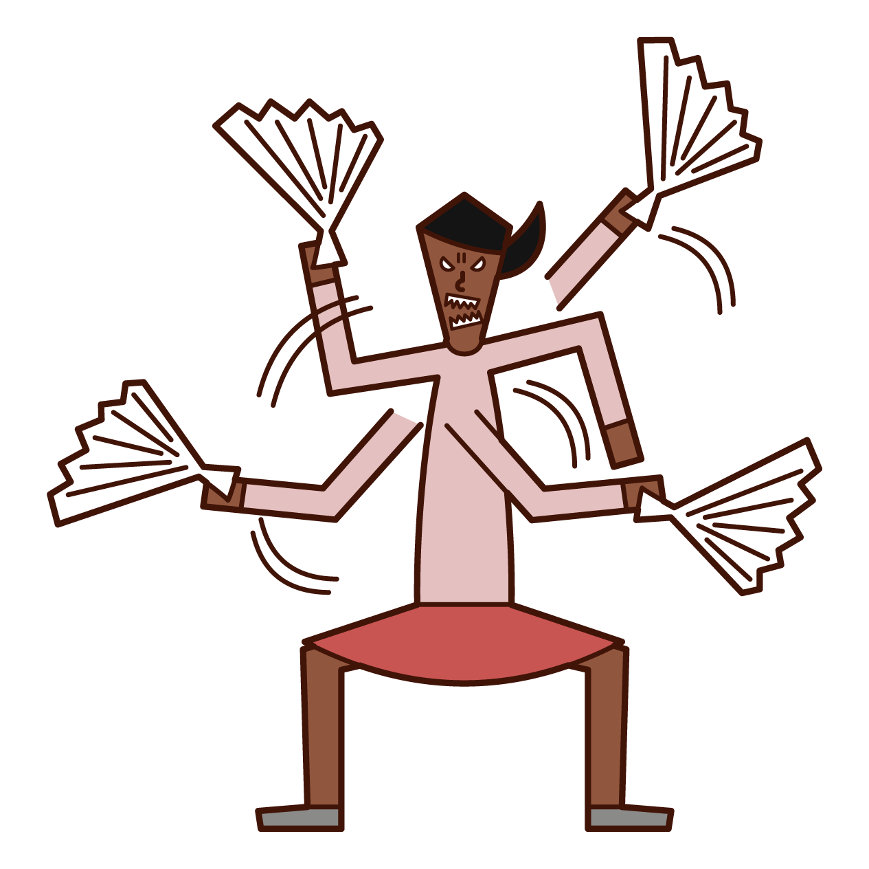 Illustration of a harisen wielding person (female)