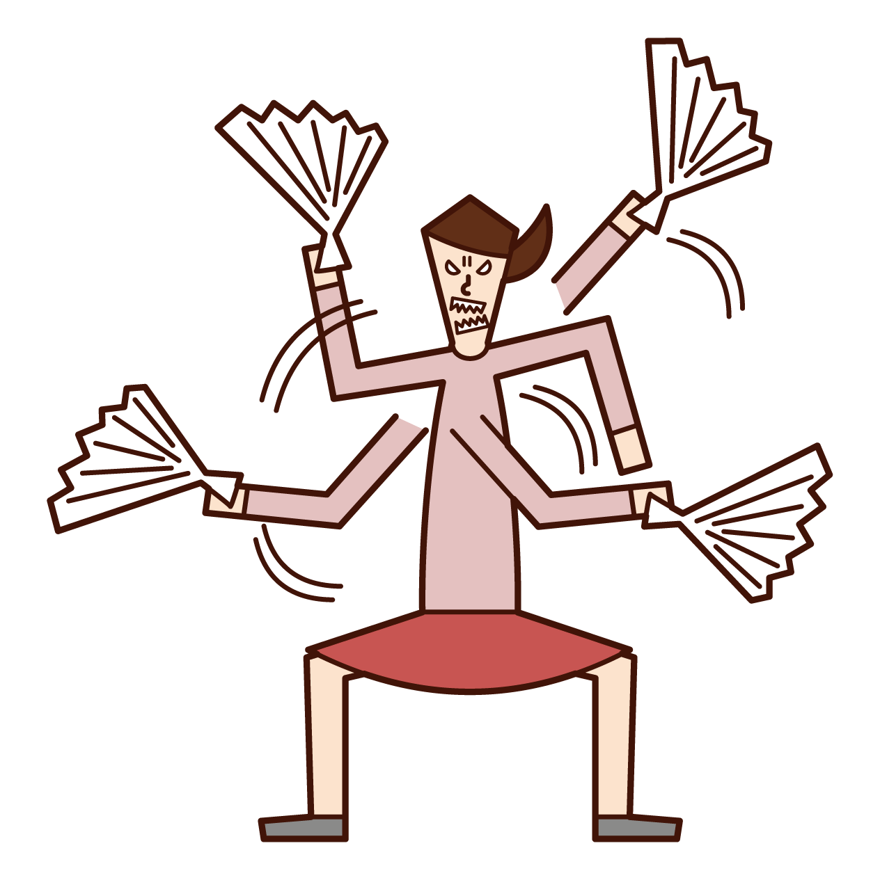 Illustration of a man wielding Harisen