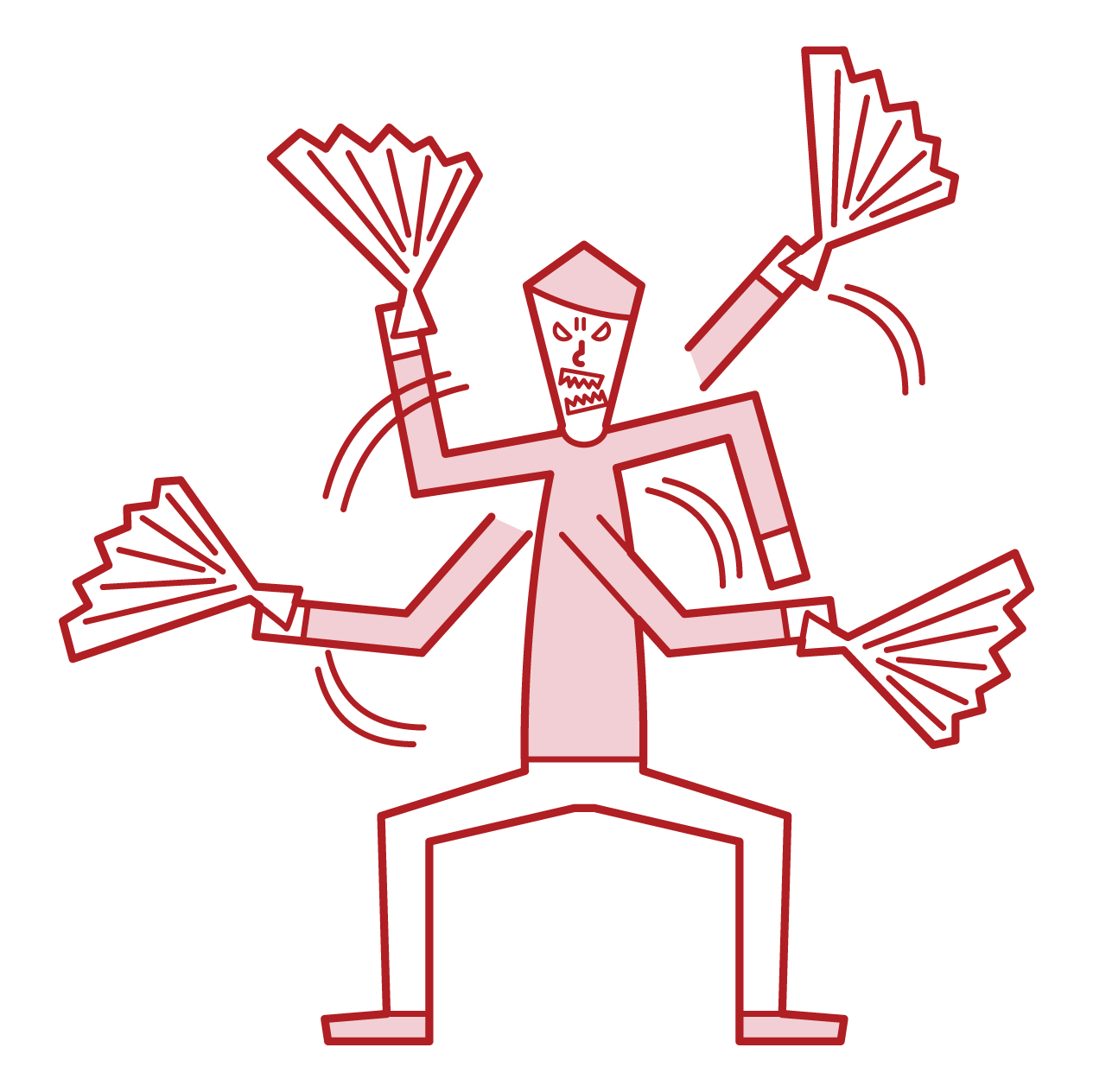 Illustration of a man wielding Harisen