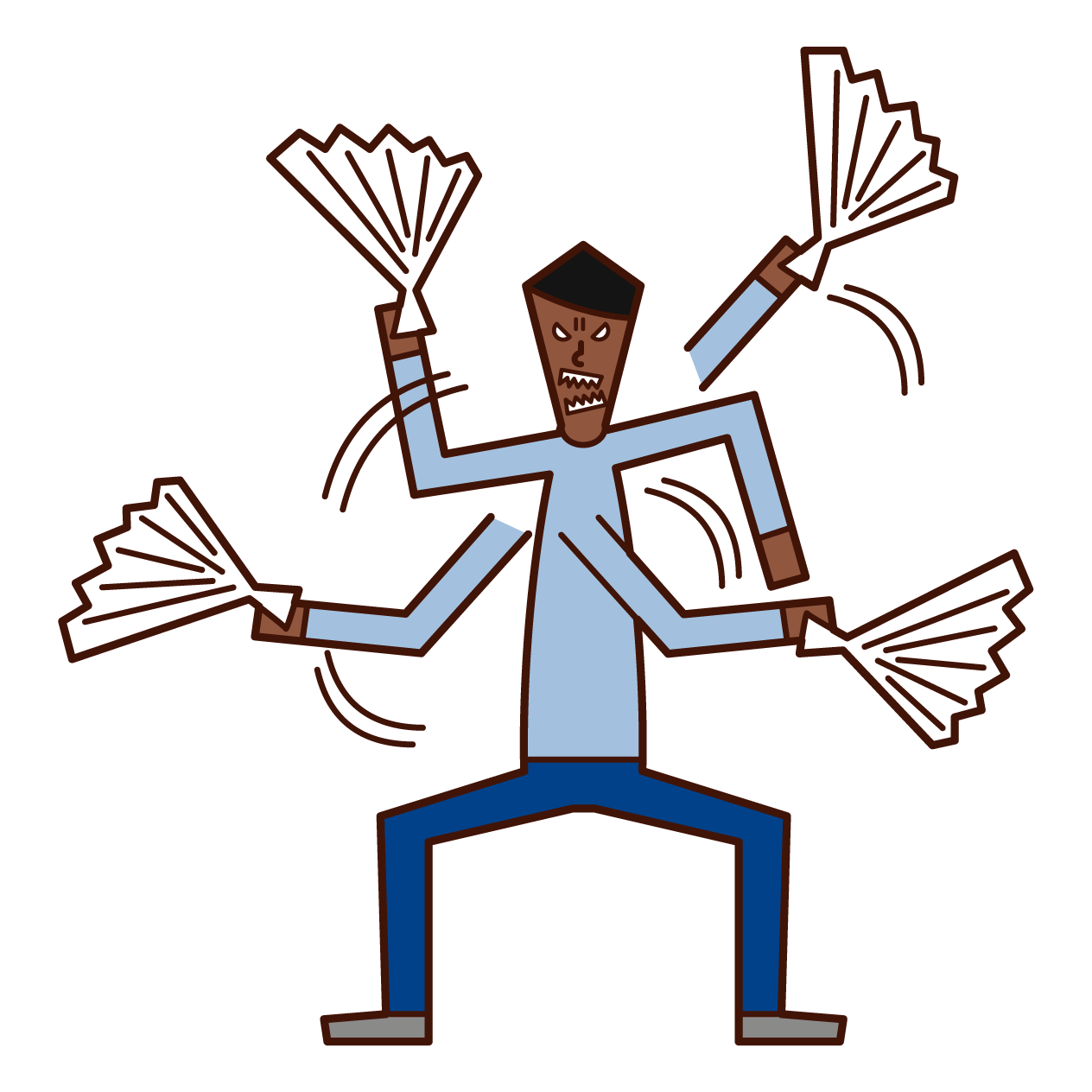 Illustration of a man wielding Harisen