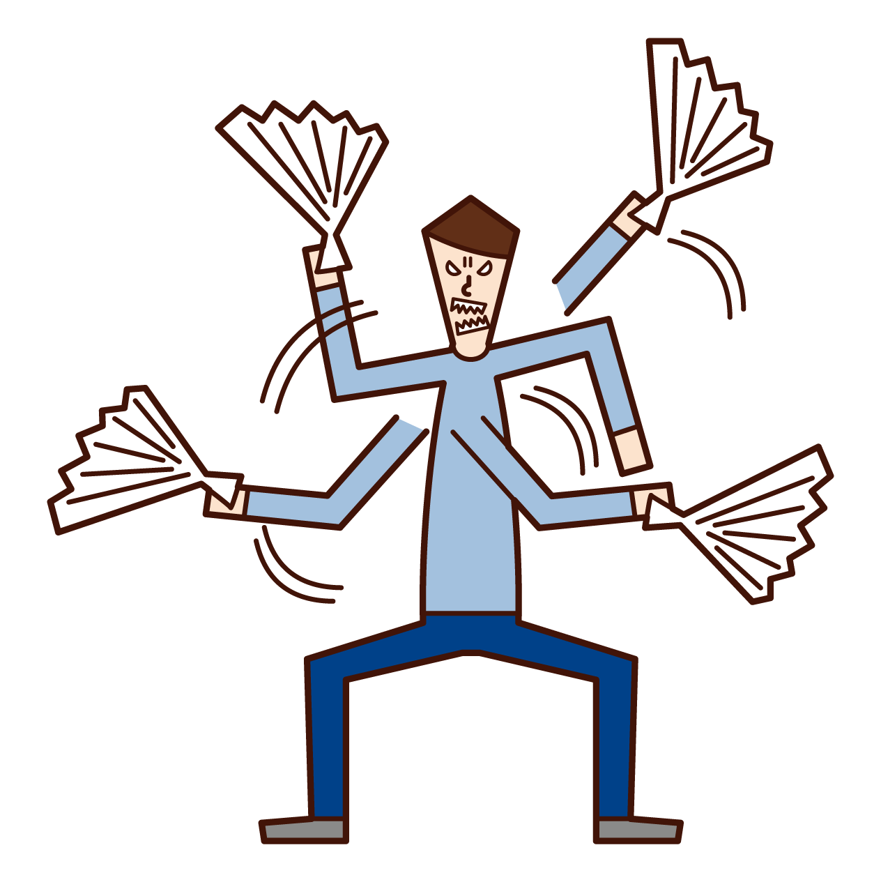 Illustration of a man wielding Harisen