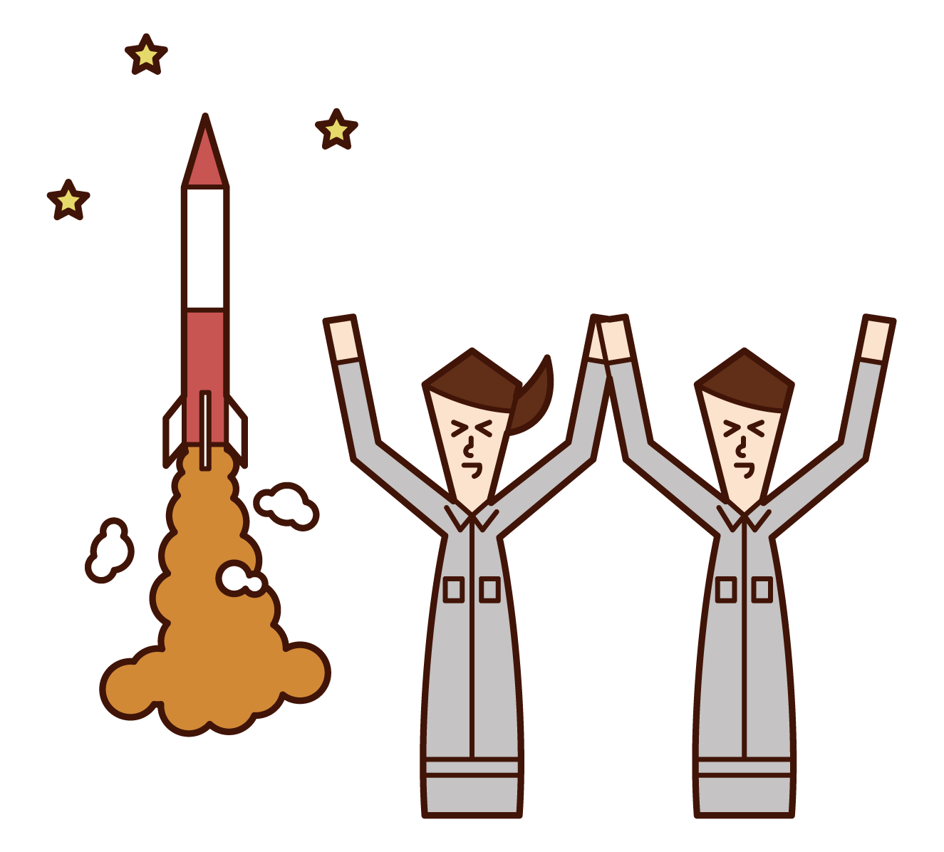 Illustration of people who failed to launch rockets