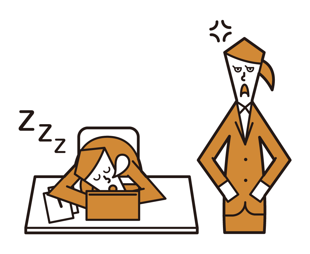 Illustration of a woman sleeping at work