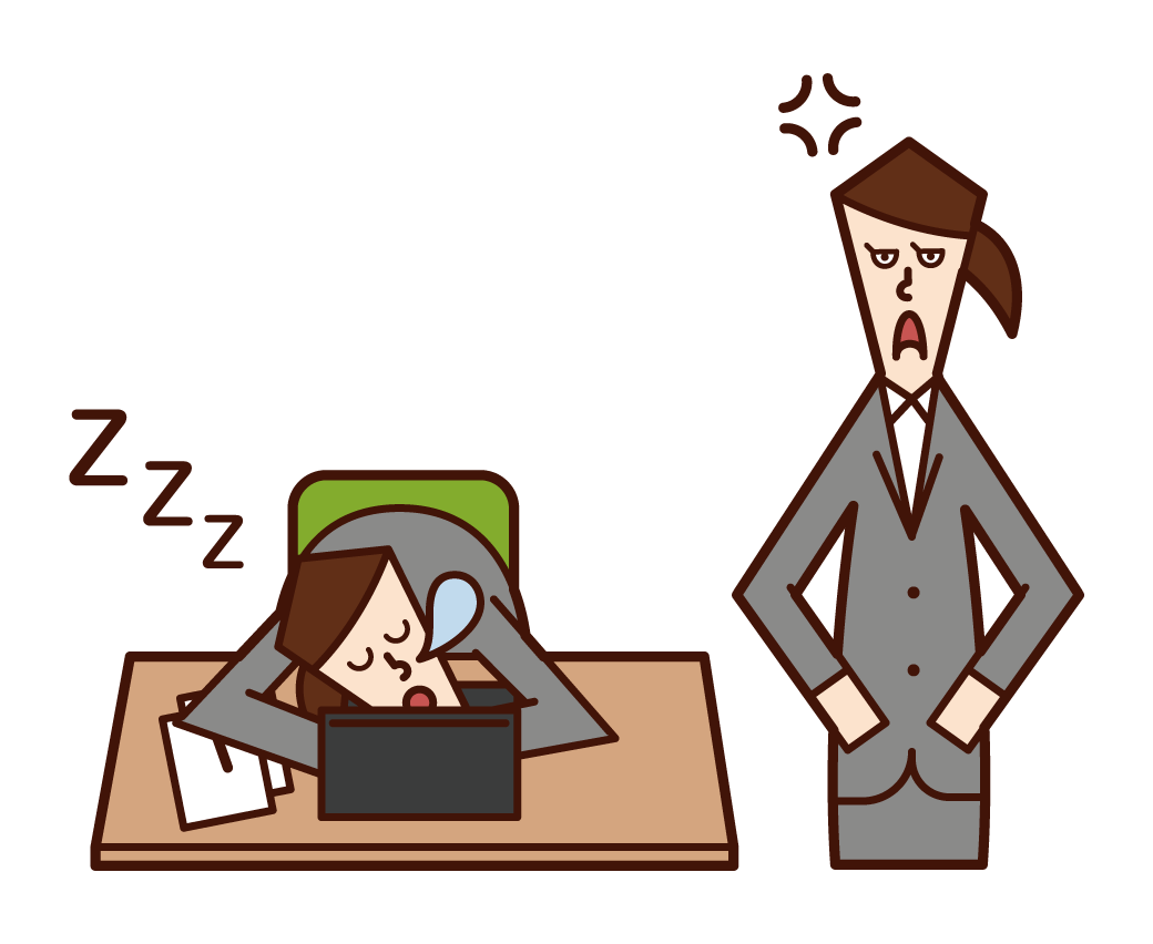 Illustration of a man sleeping at work