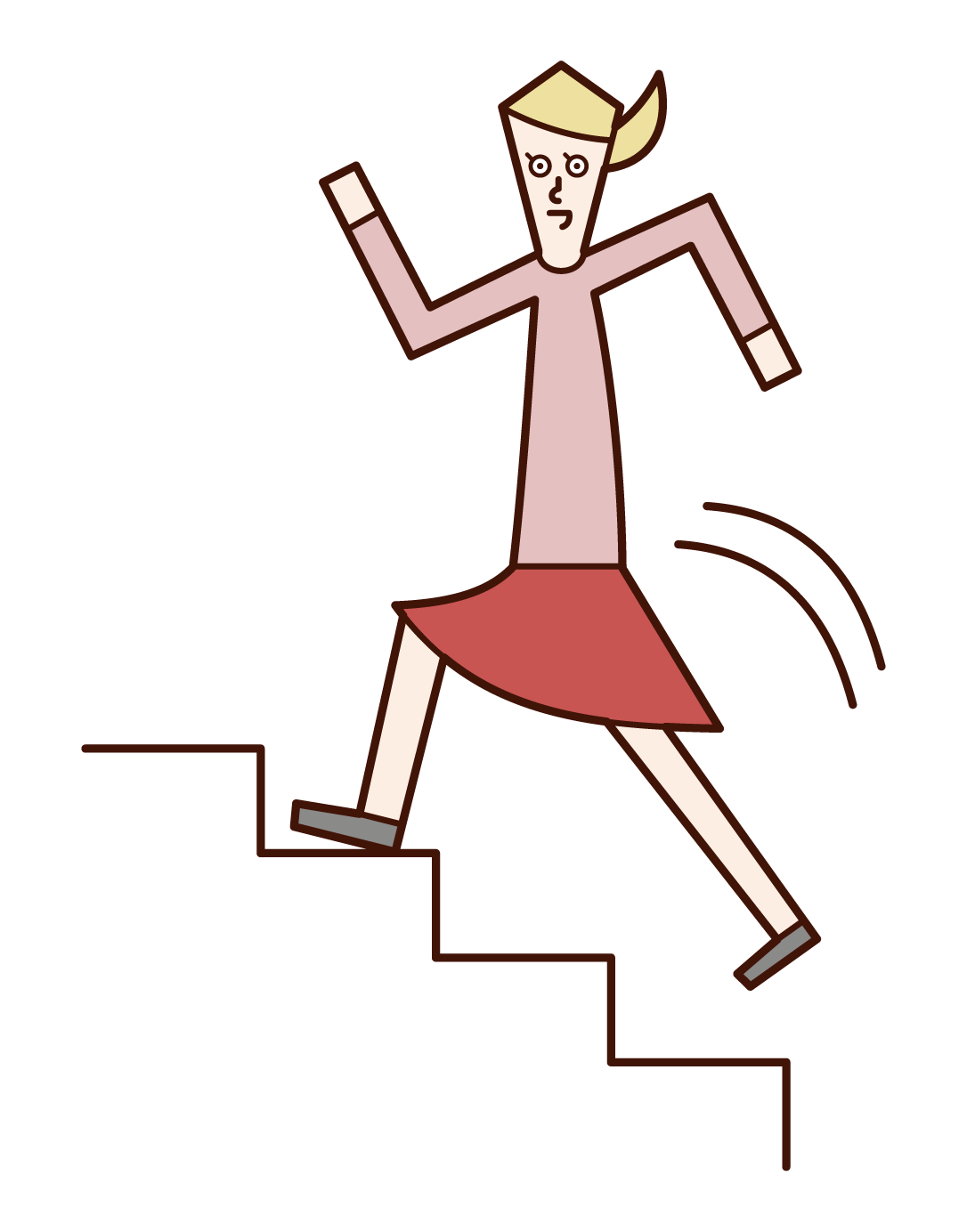 階段を駆け上がる人 女性 のイラスト フリーイラスト素材集 Kukukeke