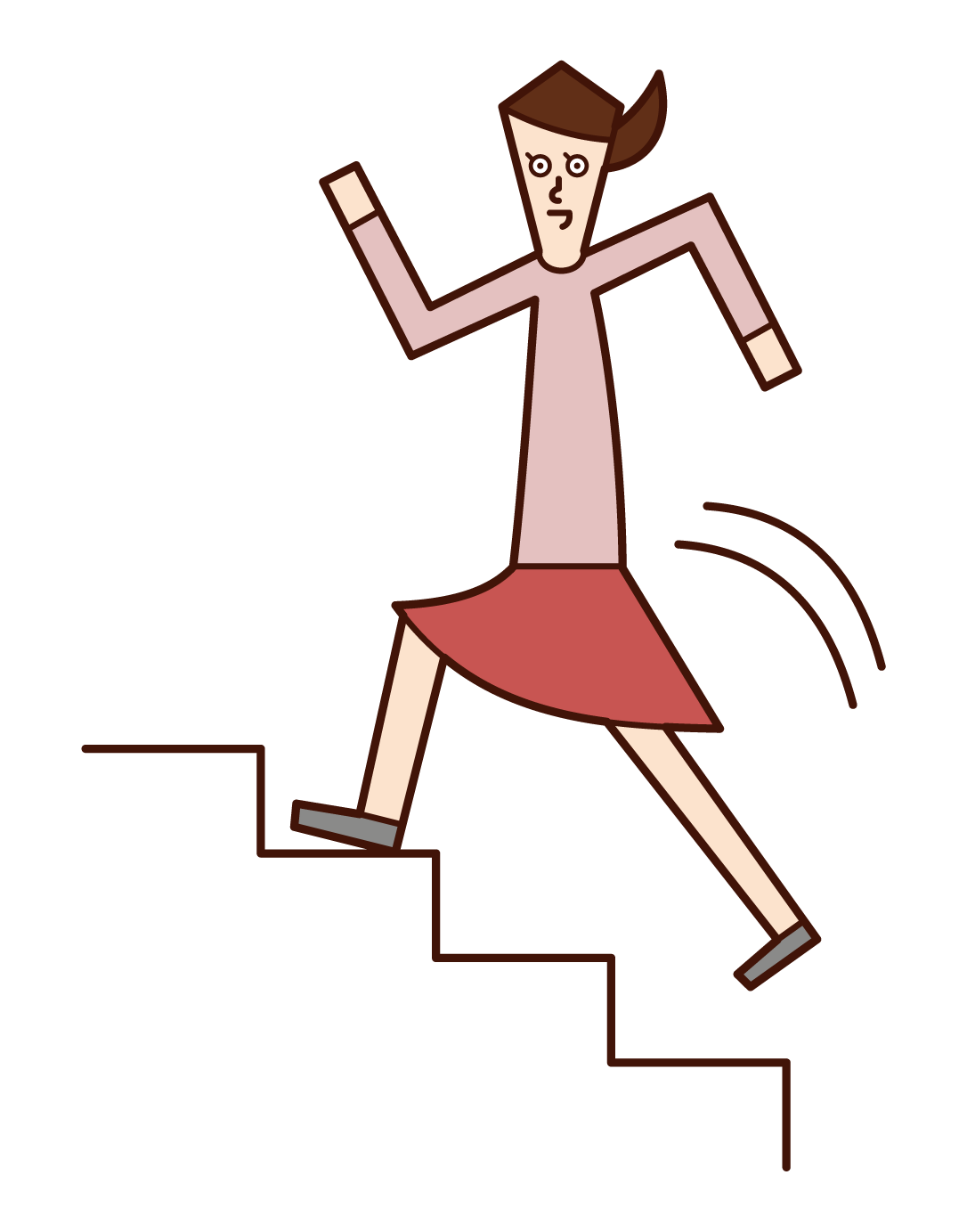 Illustration of a woman running up the stairs