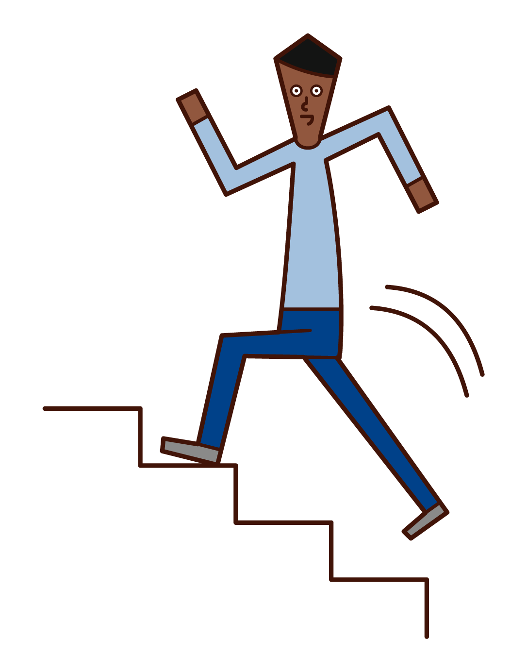 階段を駆け上がる人（男性）のイラスト