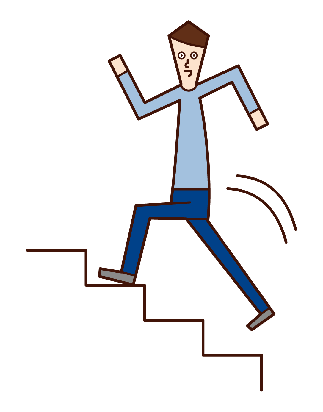 Illustration of a woman running up the stairs