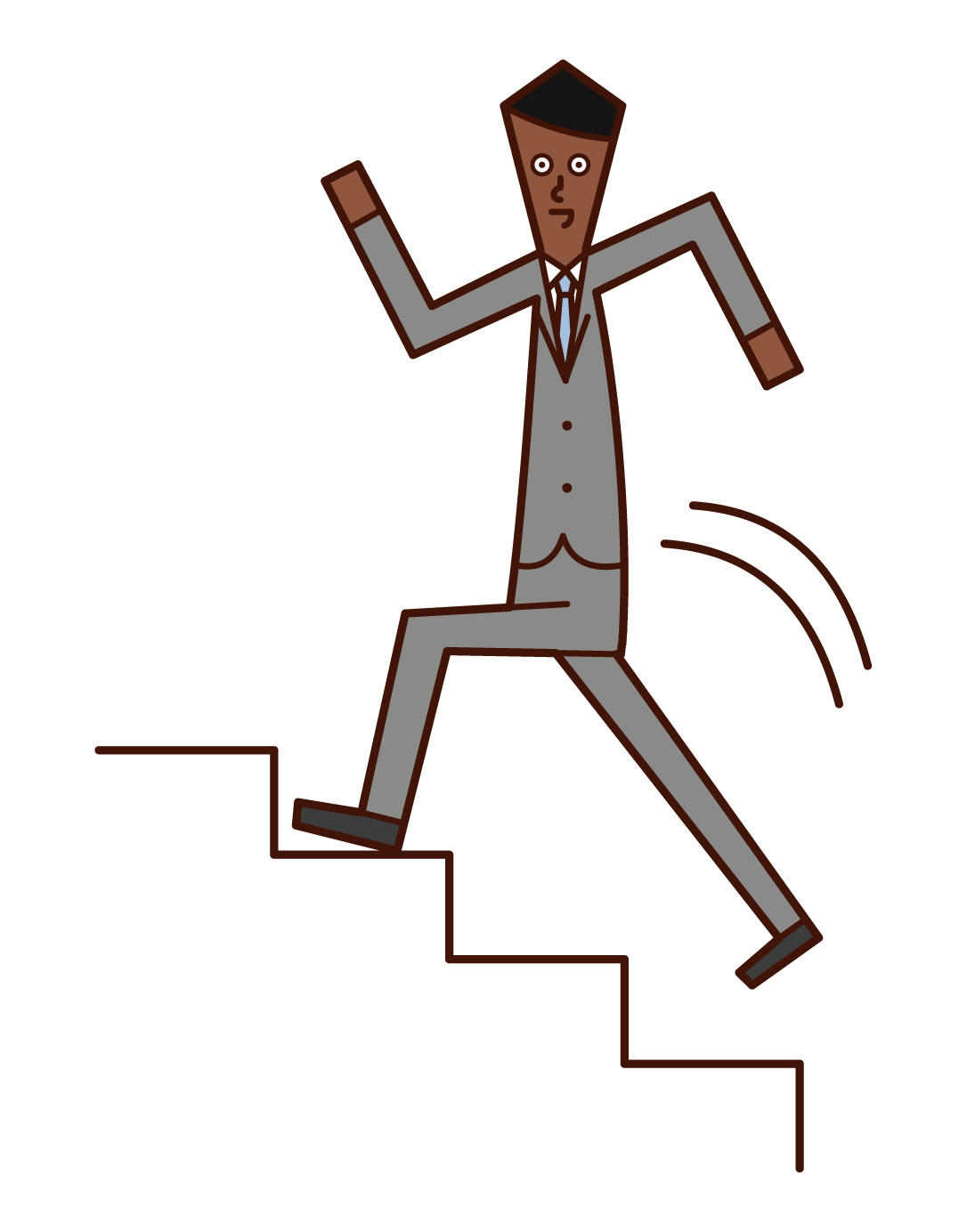 階段を駆け上がる人（男性）のイラスト