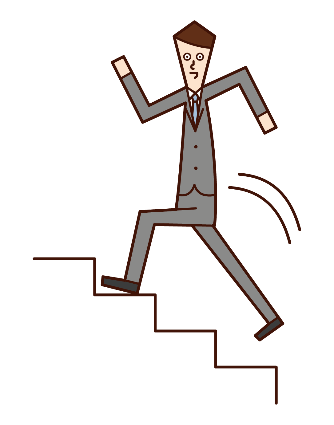 Illustration of a woman running up the stairs