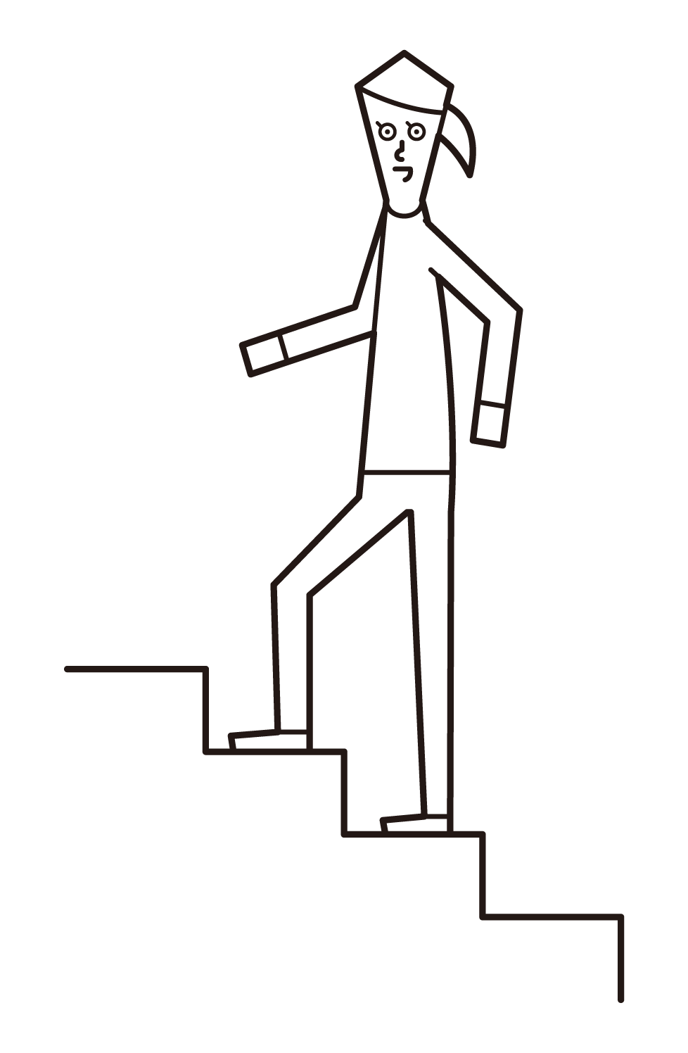 上樓梯的人（女性）的插圖