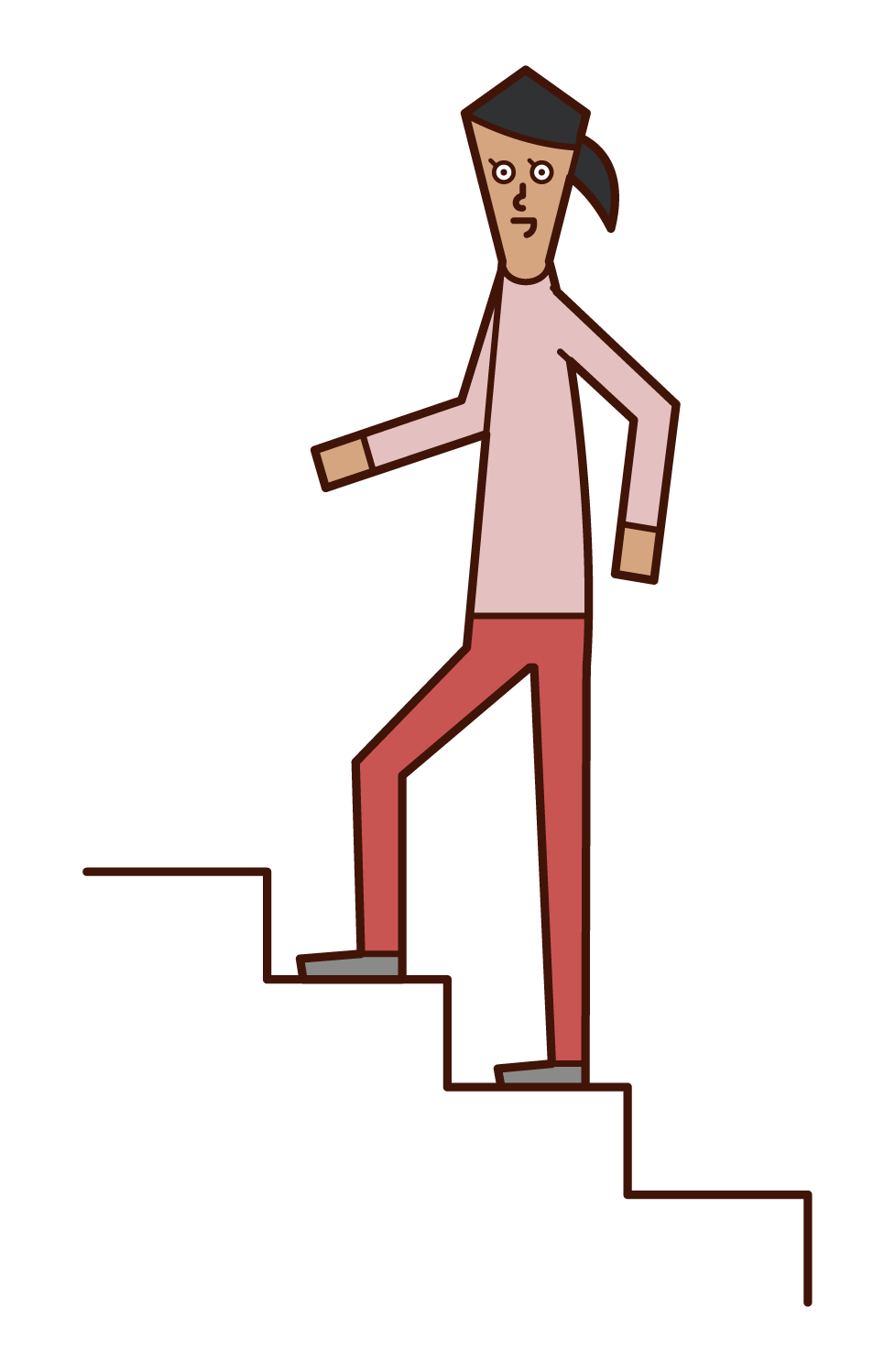上樓梯的人（女性）的插圖