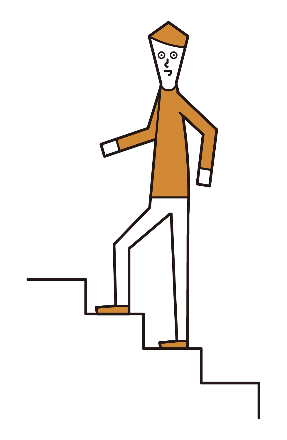 階段を上る人（男性）のイラスト