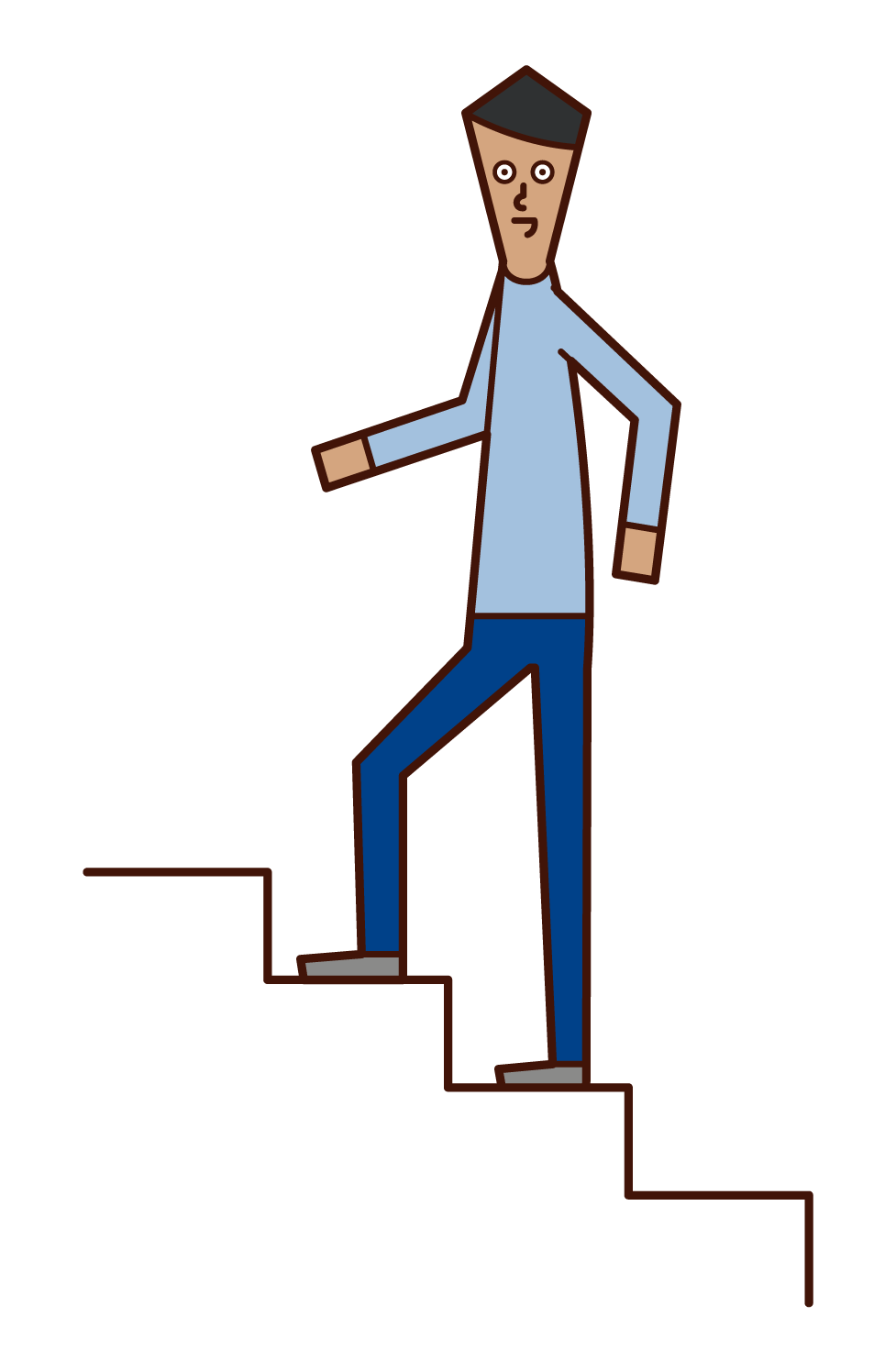 階段を上る人（男性）のイラスト