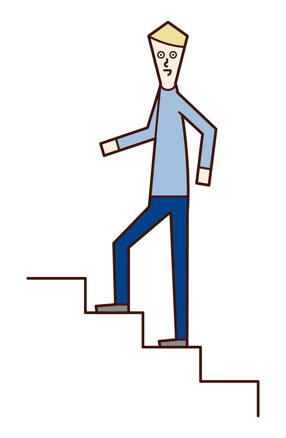 上樓梯的人（男性）的插圖