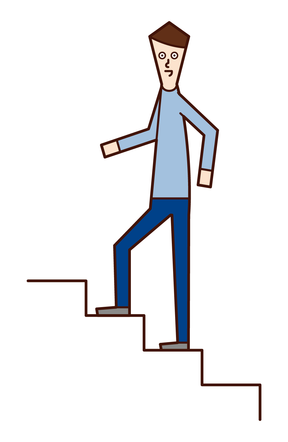 Illustration of a man going up the stairs