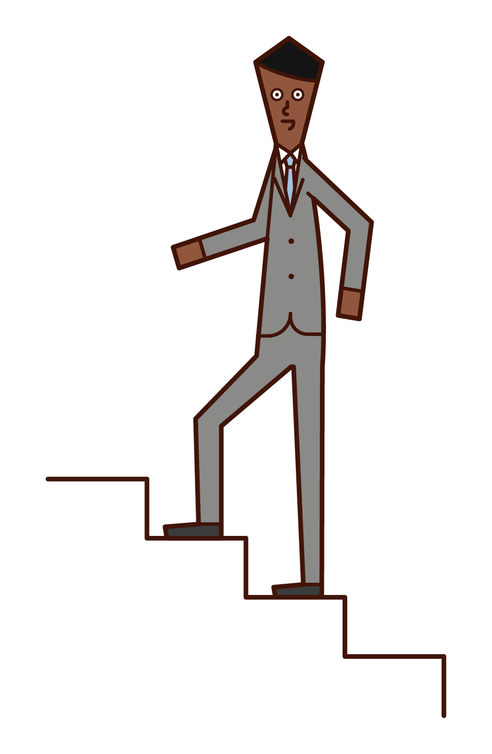 Illustration of a man going up the stairs