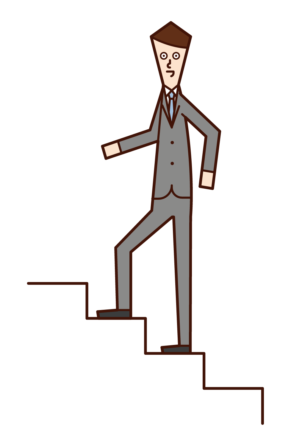 Illustration of a man going up the stairs