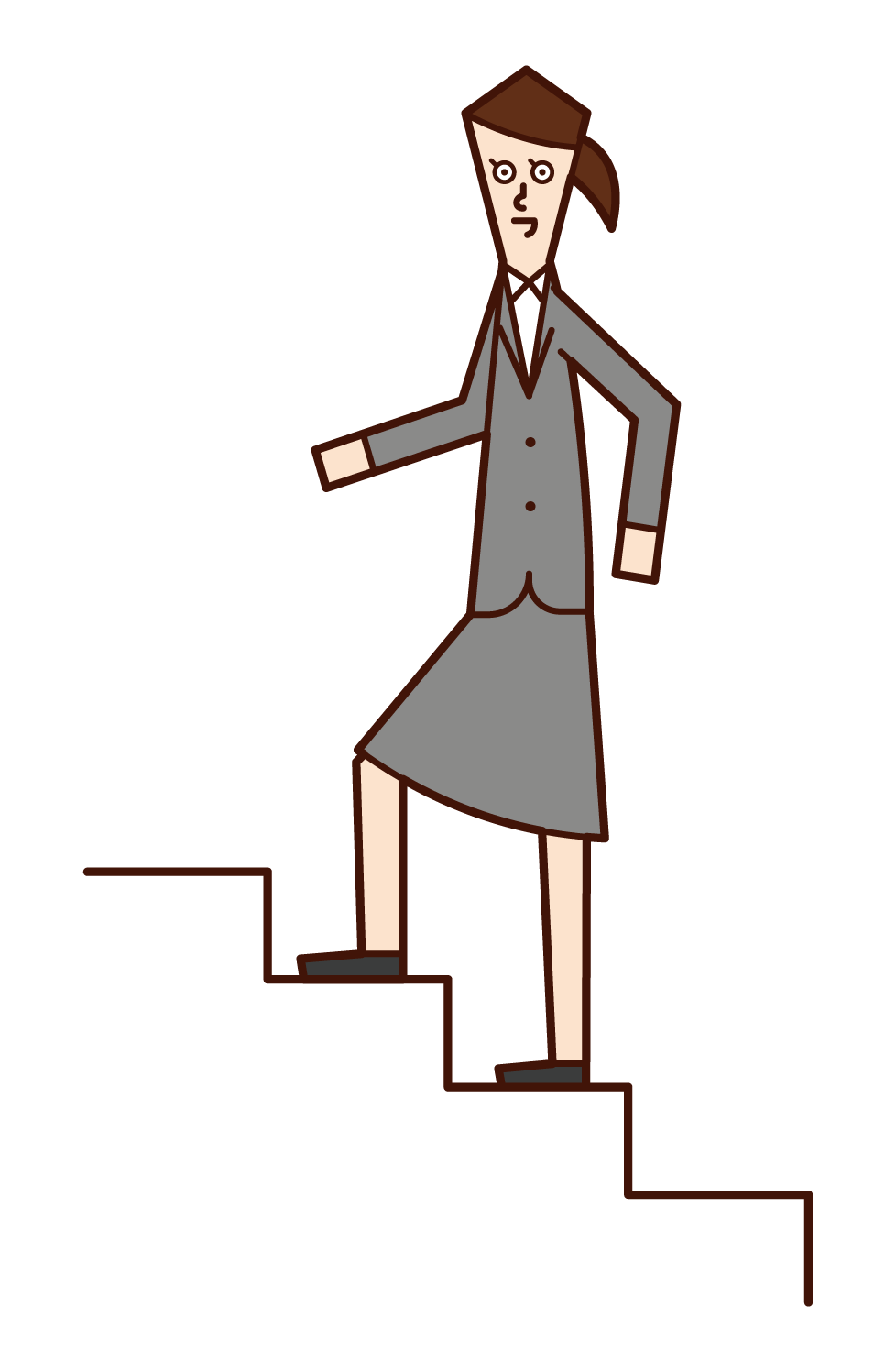 Illustration of a woman going up the stairs